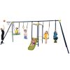 7-in-1 Stable A-shaped Outdoor Swing Set for Backyard - Blue, Green