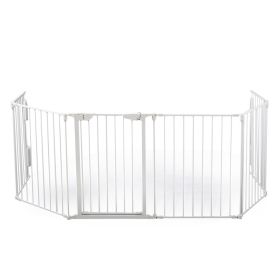 Metal Baby Playpen Fireplace Safety Fence;  Extra Wide Barrier Gate for Indoor Baby/Pet /Christmas Tree XH - white-6 pieces