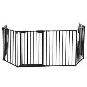 Metal Baby Playpen Fireplace Safety Fence;  Extra Wide Barrier Gate for Indoor Baby/Pet /Christmas Tree XH - black-6 pieces