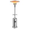 48,000 BTU Standing Outdoor Heater Propane LP Gas Steel with Table and Wheels - Silver