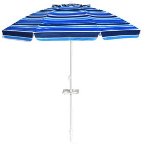 7.2 Feet Portable Outdoor Beach Umbrella with Sand Anchor and Tilt Mechanism - Navy