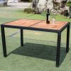 EELIFEE 7 piece Outdoor Patio Wicker Dining Set Patio Wicker Furniture Dining Set w/Acacia Wood Top - as Pic