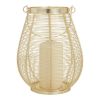 DecMode Gold Metal Decorative Candle Lantern with Thin Metal Handle - DecMode