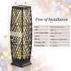 2 Pieces Solar-Powered Diamond Wicker Floor Lamps with Auto LED Light - Brown