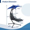 53.15 in. Outdoor Teal Hanging Curved Lounge Chair Steel Hammocks Chaise Swing with Built-In Pillow and Removable Canopy - Navy
