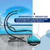 53.15 in. Outdoor Teal Hanging Curved Lounge Chair Steel Hammocks Chaise Swing with Built-In Pillow and Removable Canopy - Teal