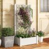Outdoor Planter Box Self-Watering Raised Garden Bed Trellis with Water Level Indicator - White