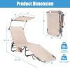 Set of 2 Portable Reclining Chair with 5 Adjustable Positions - Beige