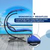 53.15 in. Outdoor Teal Hanging Curved Lounge Chair Steel Hammocks Chaise Swing with Built-In Pillow and Removable Canopy - Navy