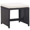 5 Piece Patio Dining Set with Cushions Poly Rattan Black - Black