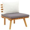 6 Piece Patio Lounge Set with Cushions Solid Acacia Wood - Brown
