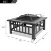 Portable Courtyard Metal Fire Pit with Accessories Black - Black