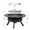 38in Metal Fire Pit with Cooking Grates Black - Black