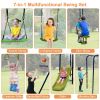 7-in-1 Stable A-shaped Outdoor Swing Set for Backyard - Blue, Green