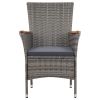 9 Piece Patio Dining Set with Cushions Poly Rattan Gray - Gray