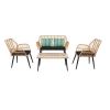 4-Piece Patio Furniture Outdoor Bistro Set, All Weather Rattan Conversation Bistro Loveseat Chair and Table Set for Backyard Balcony Deck - as picture