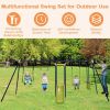 7-in-1 Stable A-shaped Outdoor Swing Set for Backyard - Blue, Green