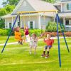 Metal Swing Set for Backyard with 2 Swing Seats and 2 Glider Seats - Blue