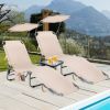 Set of 2 Portable Reclining Chair with 5 Adjustable Positions - Beige