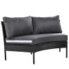 U_STYLE Patio Furniture Set, 3 Piece Curved Outdoor Conversation Set, All Weather Sectional Sofa with Cushions - as Pic
