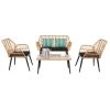 4-Piece Patio Furniture Outdoor Bistro Set, All Weather Rattan Conversation Bistro Loveseat Chair and Table Set for Backyard Balcony Deck - as picture