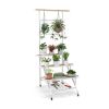 4-Tier Hanging Plant Stand with Hanging Bar - White
