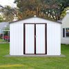 Metal garden sheds 6ftx8ft outdoor storage sheds white+offee - as Pic
