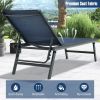 3 Pieces Patio Chaise Lounge Chair and Table Set for Poolside Yard - Navy