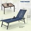 3 Pieces Patio Chaise Lounge Chair and Table Set for Poolside Yard - Navy