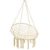 Hanging Macrame Hammock Chair with Handwoven Cotton Backrest - Natural