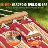 VEVOR Double Quilted Fabric Hammock with Hardwood Spreader Bar Detachable Pillow - Red and Orange - Without Bracket