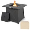 30 Inch Square Propane Gas Fire Table with Waterproof Cover - Black
