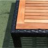 EELIFEE 7 piece Outdoor Patio Wicker Dining Set Patio Wicker Furniture Dining Set w/Acacia Wood Top - as Pic