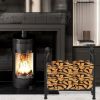 Wrought Iron Log Rack, Firewood Storage Holder, Heavy Duty Log Bin, Fireside Log Carrier for Fireplace Stove Accessories Christmas Pattern - Black
