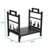 Wrought Iron Log Rack, Firewood Storage Holder, Heavy Duty Log Bin, Fireside Log Carrier for Fireplace Stove Accessories Christmas Pattern - Black