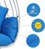 Aluminum Egg Chair; Hanging Swing Chair with Thickness Cushion for Indoor; Outdoor; Garden; Patio - Blue