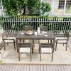[Not allowed to sell to Wayfair] Acacia Wood Outdoor Dining Table And Chairs Suitable For Patio; Balcony Or Backyard - Grey