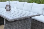7-Pieces PE Rattan Wicker Patio Dining Sectional Cusions Sofa Set with Grey cushions - as Pic