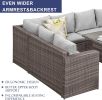 7-Pieces PE Rattan Wicker Patio Dining Sectional Cusions Sofa Set with Grey cushions - as Pic