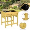 Raised Wooden Planter Vegetable Flower Bed with Liner - as show