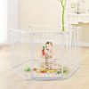 Metal Baby Playpen Fireplace Safety Fence;  Extra Wide Barrier Gate for Indoor Baby/Pet /Christmas Tree XH - white-6 pieces