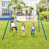 Metal Swing Set for Backyard with 2 Swing Seats and 2 Glider Seats - Blue