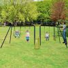7-in-1 Stable A-shaped Outdoor Swing Set for Backyard - Blue, Green