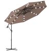 10 Feet Patio Umbrella with Crank and Solar LED Lights - Tan
