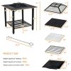 31 Inch Outdoor Fire Pit Dining Table with Cooking BBQ Grate - Black
