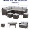 7-Pieces PE Rattan Wicker Patio Dining Sectional Cusions Sofa Set with Grey cushions - as Pic