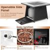 35 Inch Propane Gas Fire Pit Table Wicker Rattan with Lava Rocks PVC Cover - Black