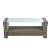 Patio Furniture, Outdoor Furniture, Seasonal PE Wicker Furniture, 6 Set Wicker Furniture With Tempered Glass Coffee Table - as Pic
