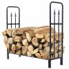 4 Feet Outdoor Heavy Duty Steel Firewood Wood Storage Rack - Black