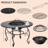 35.5 Feet Patio Fire Pit Dining Table With Cooking BBQ Grate - Black